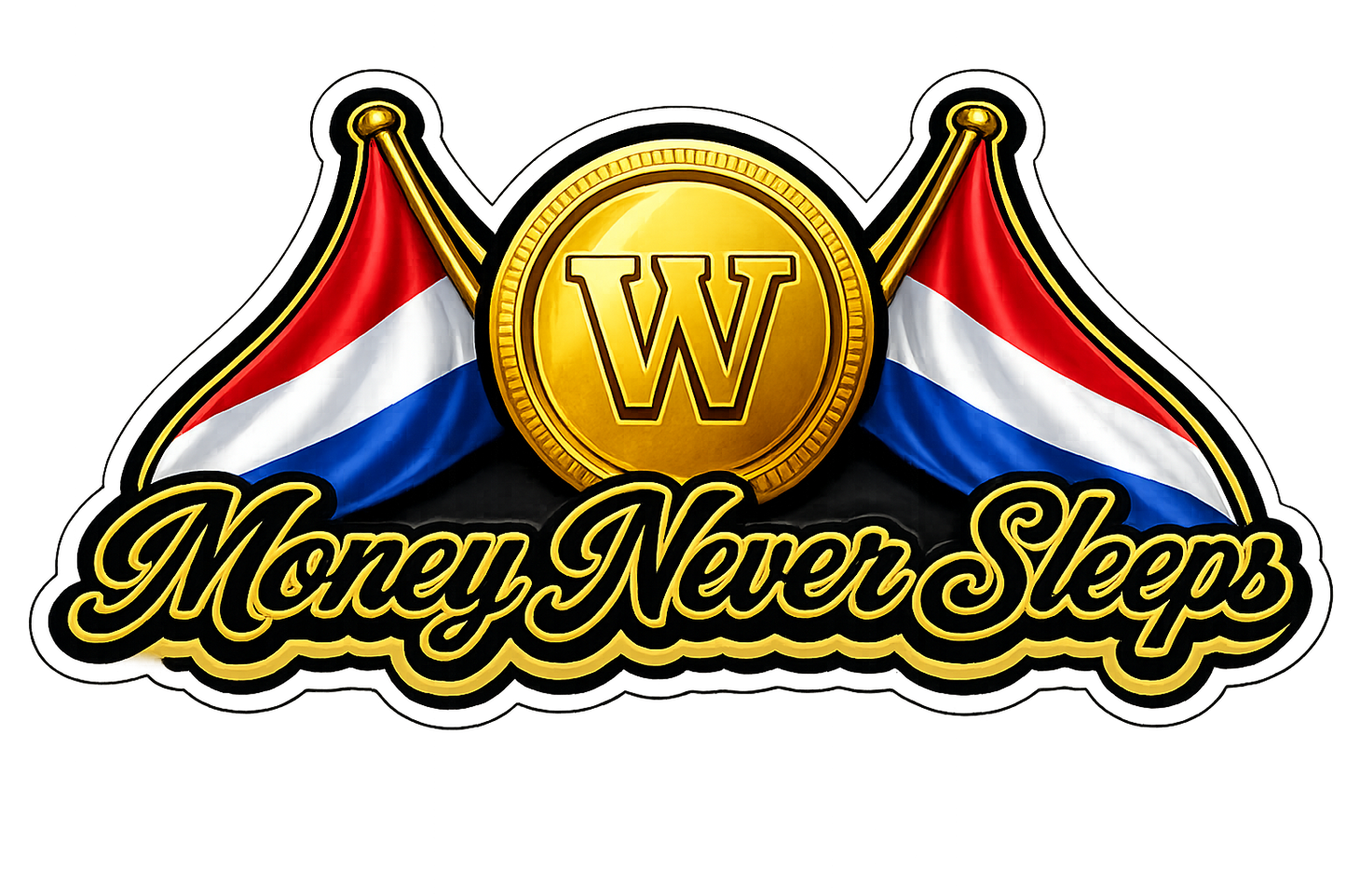 Sticker - Money Never Sleeps 7cm