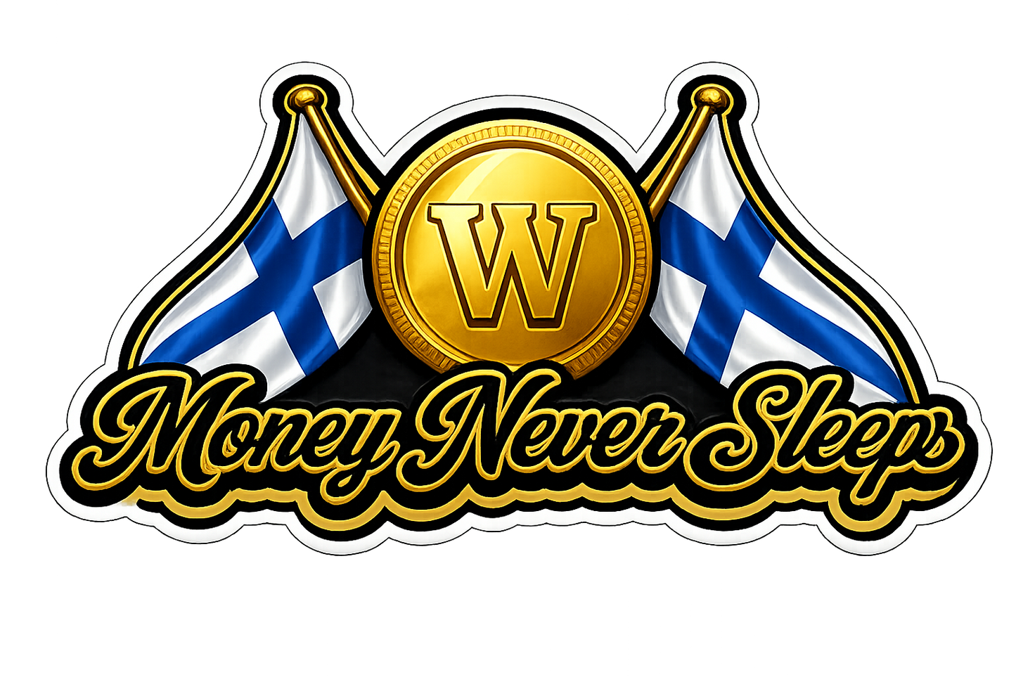 Sticker - Money Never Sleeps 7cm