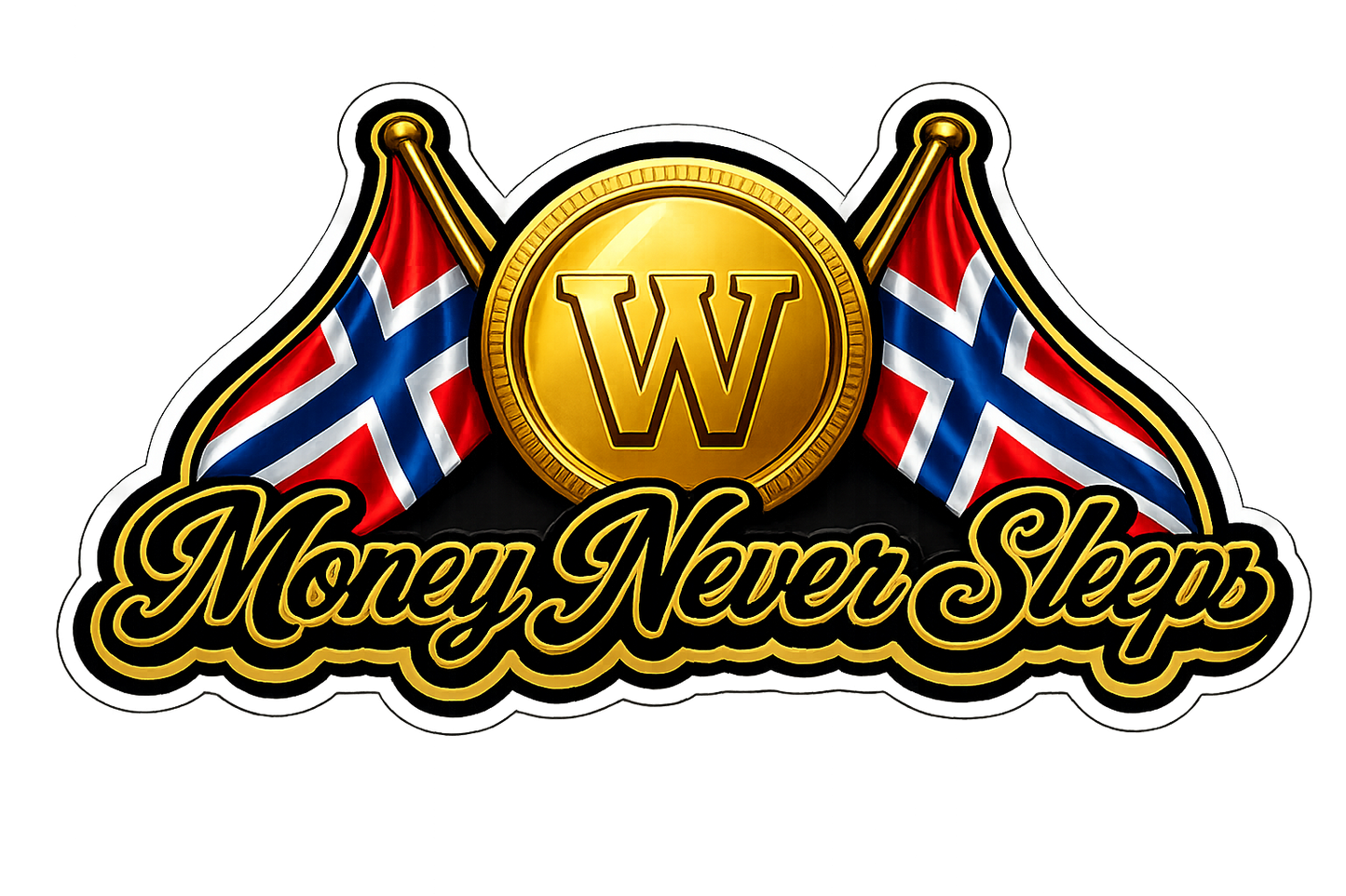 Sticker - Money Never Sleeps 7cm